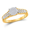 10kt Yellow Gold Round Diamond Cluster Bridal Wedding Engagement Ring 1/5 Cttw