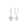 10kt Rose Gold Womens Round Diamond Clover Heart Hoop Dangle Earrings 1/3 Cttw