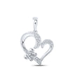 10kt White Gold Womens Round Diamond Butterfly Heart Pendant 1/10 Cttw