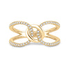 14kt Yellow Gold Womens Round Diamond Negative Space Link Fashion Ring 1/6 Cttw