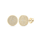 10kt Yellow Gold Round Diamond 3D Circle Earrings 7/8 Cttw