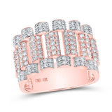 10kt Rose Gold Mens Round Diamond Statement Band Ring 1-5/8 Cttw