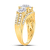 10kt Yellow Gold Womens Round Diamond Cluster 3-stone Ring 1 Cttw