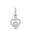 14kt White Gold Womens Round Diamond Heart Pendant 1/4 Cttw