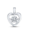 10kt White Gold Womens Round Diamond Moving Twinkle Heart Pendant 1/20 Cttw