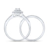 10kt White Gold Round Diamond Halo Bridal Wedding Ring Band Set 1/4 Cttw