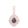 10kt Rose Gold Womens Round Brown Diamond Teardrop Pendant 5/8 Cttw