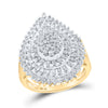 10kt Yellow Gold Womens Round Diamond Teardrop Cluster Ring 7/8 Cttw