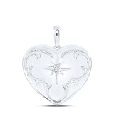 Sterling Silver Womens Round Diamond Locket Heart Pendant 1/12 Cttw
