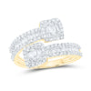 10kt Yellow Gold Womens Round Diamond Bypass Cuff Band Ring 1 Cttw