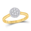 14kt Yellow Gold Womens Round Diamond Halo Flower Cluster Ring 1/3 Cttw