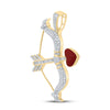 10kt Yellow Gold Mens Baguette Diamond Bow Arrow Heart Charm Pendant 1 Cttw