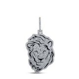 10kt Yellow Gold Mens Round Diamond Lion Face Charm Pendant 2-1/4 Cttw