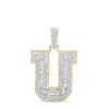 10kt Yellow Gold Mens Round Diamond U Initial Letter Charm Pendant 1 Cttw