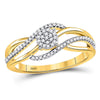 10kt Yellow Gold Womens Round Diamond Open Strand Cluster Ring 1/6 Cttw