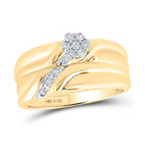 Yellow-tone Sterling Silver His Hers Round Diamond Matching Wedding Set 1/6 Cttw