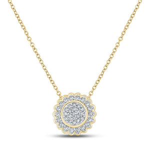 10kt Yellow Gold Womens Round Diamond 18-inch Cluster Necklace 1/5 Cttw