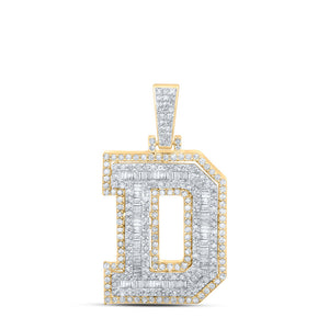 10kt Yellow Gold Mens Round Diamond D Initial Letter Charm Pendant 1 Cttw