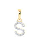 10kt Yellow Gold Womens Round Diamond S Initial Letter Pendant 1/20 Cttw