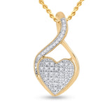 10kt Yellow Gold Womens Round Diamond Heart Pendant 1/10 Cttw