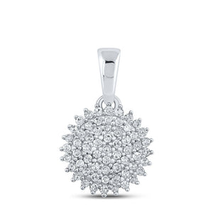 10kt White Gold Womens Round Diamond Cluster Pendant 1/5 Cttw