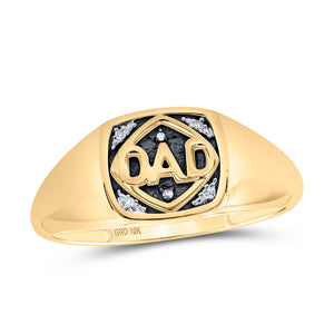 10kt Yellow Gold Mens Round Diamond DAD Band Ring .02 Cttw