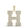 10kt Yellow Gold Mens Round Diamond H Initial Letter Charm Pendant 2-1/3 Cttw