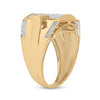 10kt Yellow Gold Mens Round Diamond Square Cluster Ring 3/8 Cttw