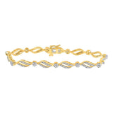 10kt Yellow Gold Womens Round Diamond Cluster Link Bracelet 1/2 Cttw