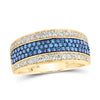 10kt Yellow Gold Mens Round Blue Color Treated Diamond Band Ring 1-1/4 Cttw