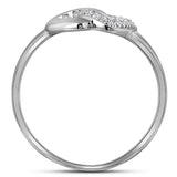 Sterling Silver Womens Round Diamond Double Linked Heart Ring 1/20 Cttw