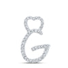 10kt White Gold Womens Round Diamond G Heart Letter Pendant 1/8 Cttw