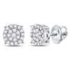 10kt White Gold Womens Round Diamond Fashion Cluster Earrings 1/4 Cttw