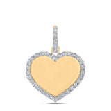 14kt Yellow Gold Mens Round Diamond Memory Heart Charm Pendant 1/10 Cttw