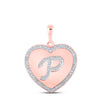 10kt Rose Gold Womens Round Diamond Heart P Letter Pendant 1/4 Cttw