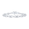 Sterling Silver Womens Round Diamond Fashion Bracelet 1/5 Cttw