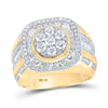 14kt Yellow Gold Mens Round Diamond Cushion Square Cluster Ring 3 Cttw