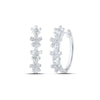 10kt White Gold Womens Round Diamond Flower Hoop Earrings 1/8 Cttw