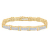 14kt Yellow Gold Mens Round Diamond Rectangle Link Bracelet 5-3/4 Cttw
