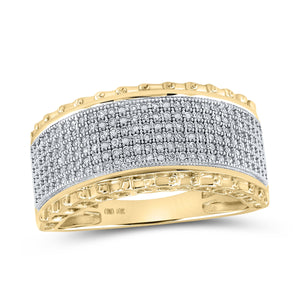 10kt Yellow Gold Mens Round Diamond Band Ring 1/2 Cttw