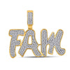 10kt Yellow Gold Mens Round Diamond Fam Phrase Charm Pendant 1 Cttw