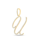 10kt Yellow Gold Womens Round Diamond U Initial Letter Pendant 1/2 Cttw