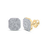 10kt Yellow Gold Womens Round Diamond Square Earrings 1 Cttw