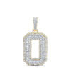 10kt Yellow Gold Mens Baguette Diamond O Initial Letter Charm Pendant 3-1/5 Cttw