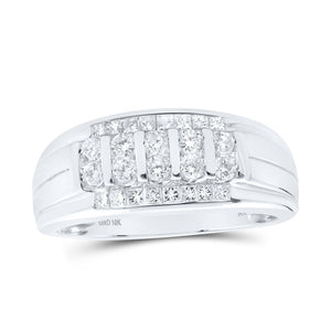 10kt White Gold Mens Round Diamond Band Ring 3/4 Cttw