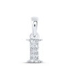 10kt White Gold Womens Round Diamond I Initial Letter Pendant 1/20 Cttw