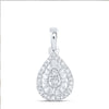 Sterling Silver Womens Round Diamond Teardrop Pendant 1/8 Cttw