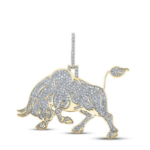 10kt Yellow Gold Mens Round Diamond Bull Charm Pendant 2 Cttw