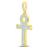 10kt Yellow Gold Mens Round Diamond Ankh Cross Charm Pendant 1/3 Cttw