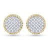 10kt Yellow Gold Round Diamond Circle Cluster Earrings 1/3 Cttw